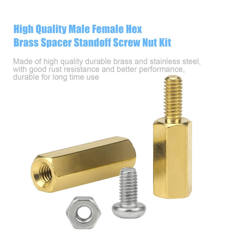 DYWISHKEY 320 Pieces Male Female Hex Brass Spacer Standoff Screw Nut Assortment Kit (M2.5) - Image 3
