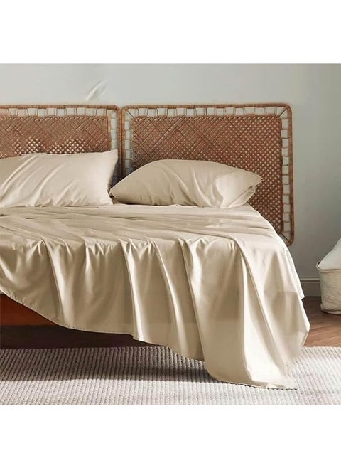 Plain Cotton Sheet Set of 3 Beige