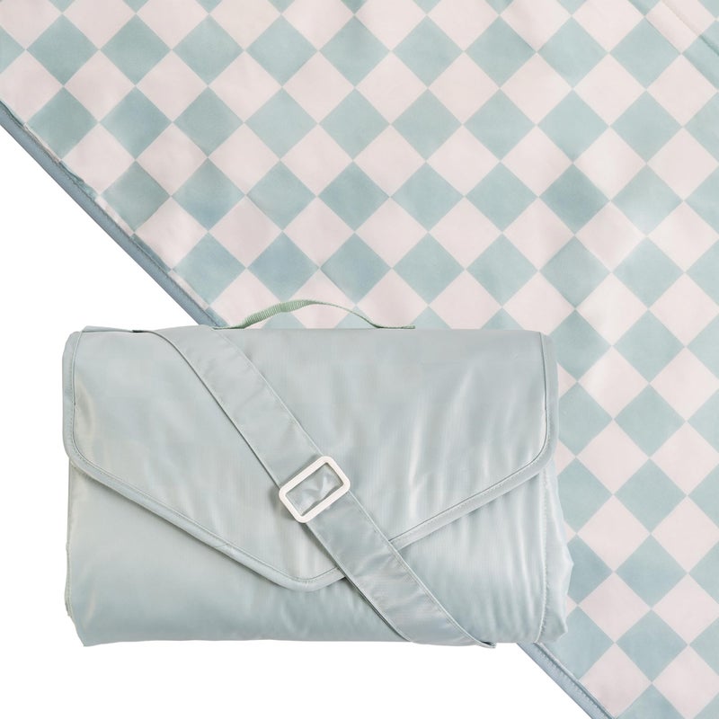 Tiny Twinkle Waterproof Picnic Blanket | 5'x7' 100% Recycled Polyester, Sandproof, Foldable & Portable for Beach, Camping, Travel (Sage Checkers - Image 1