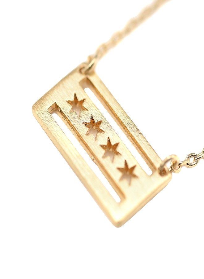 سبيننج دايزي قلادة علم شيكاغو المصنوعة يدويًا من المعدن المصقول من Spinningdaisy، مطلية بالذهب - Image 3