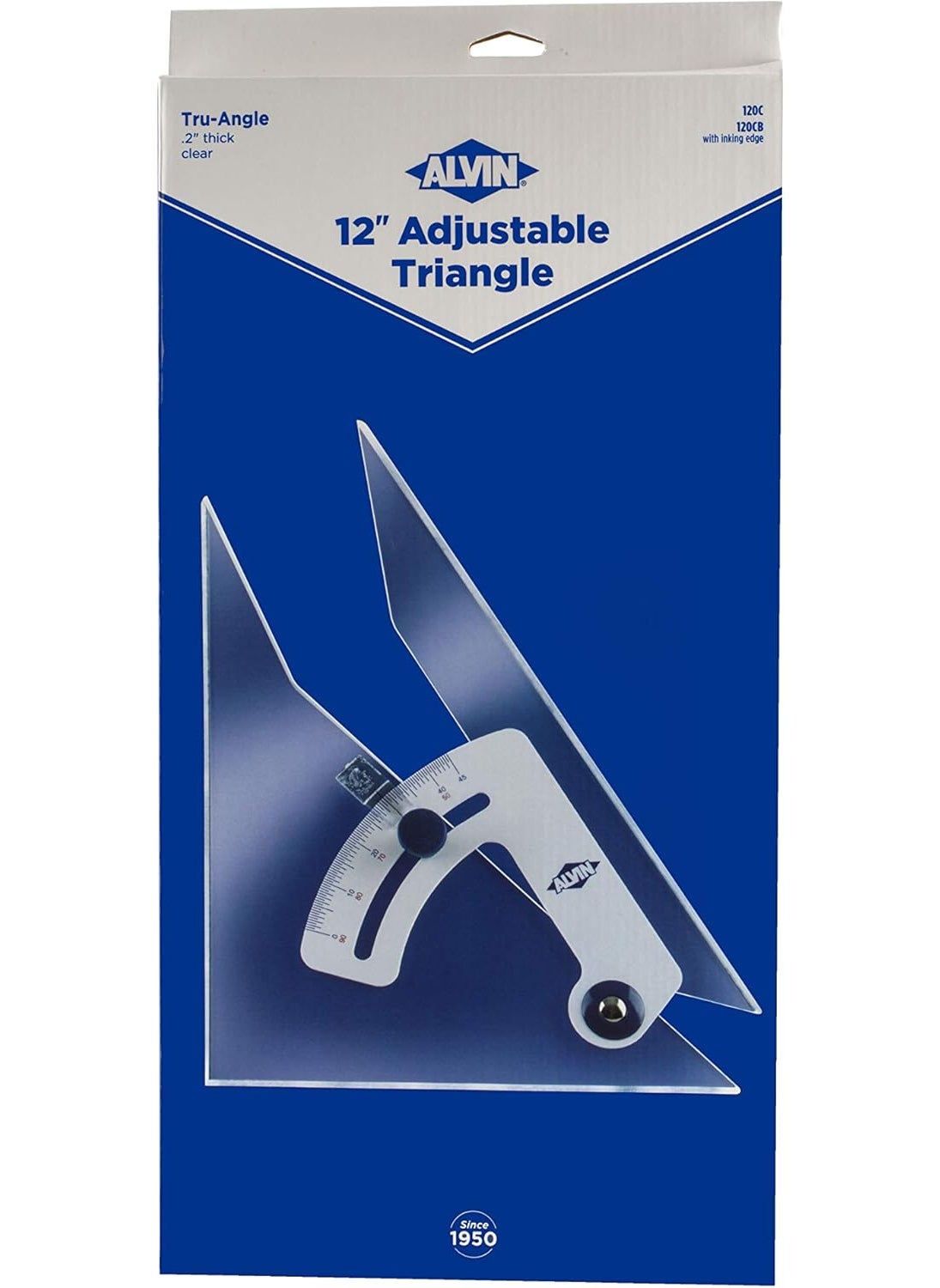 Alvin ALVIN TruAngle Adjustable Drafting Triangle Made of High Impact Acrylic 12 Model 120C with Aluminum Thumbscrew  Includes Nylon Storage Case  12 Inches  - Image 2