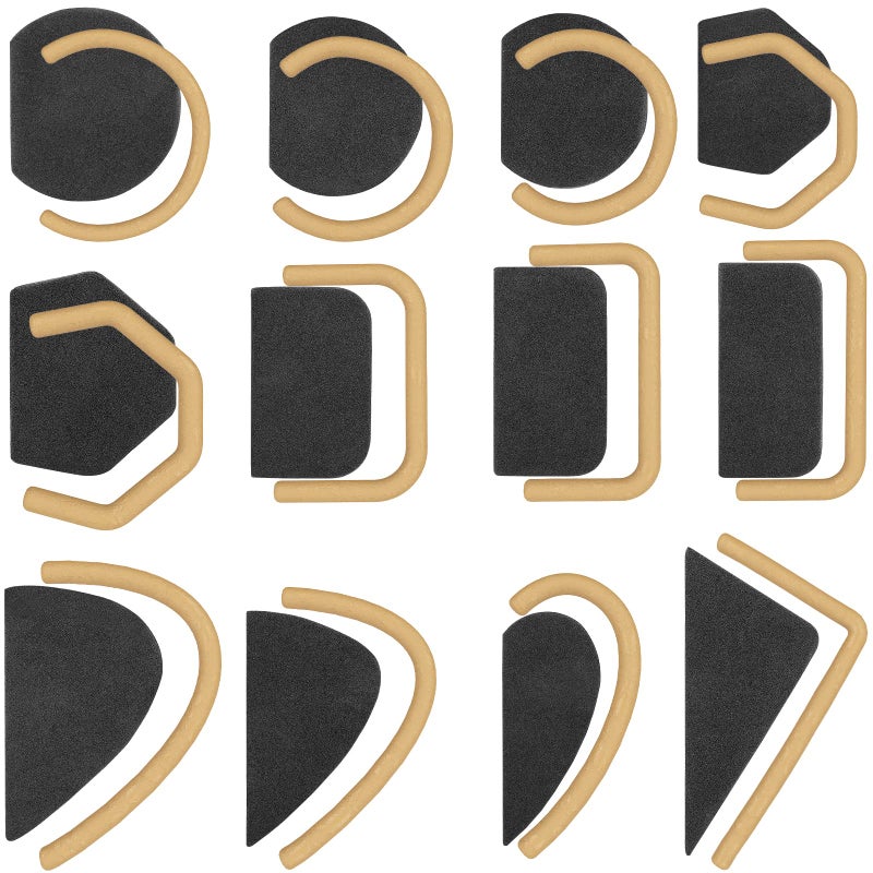 Sanchamy Pottery Mug Handle Molds 12Pcs Mug Handle Forms Mug Handle Making Tool for Pottery Ceramic Mug Handle Molds for Clay with Various Shapes and Sizes-Black - Image 1