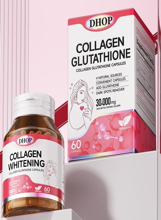 دهاب كبسولات الكولاجين الجلوتاثيون 30000 ملغ 60 كبسولة مكمل تبييض فعال مضاد للأكسدة مضاد للشيخوخة - Image 4