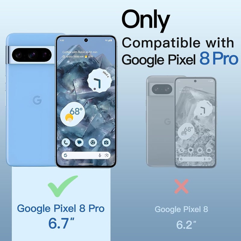جي تيك واقي شاشة بتغطية كاملة لجهاز Google Pixel 8 Pro مع واقي عدسة الكاميرا، فيلم زجاجي مقسى، أداة تركيب سهلة، متوافق مع بصمة الإصبع، واضح عالي الدقة، عبوة من قطعتين لكل منهما - Image 3