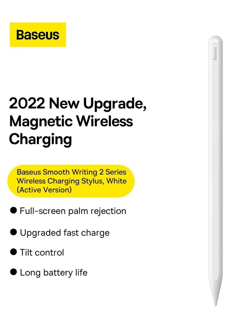 Baseus - Baseus Smooth Writing 2 Series Wireless Charging Stylus, White (Active Version with active pen tip) - Image 1