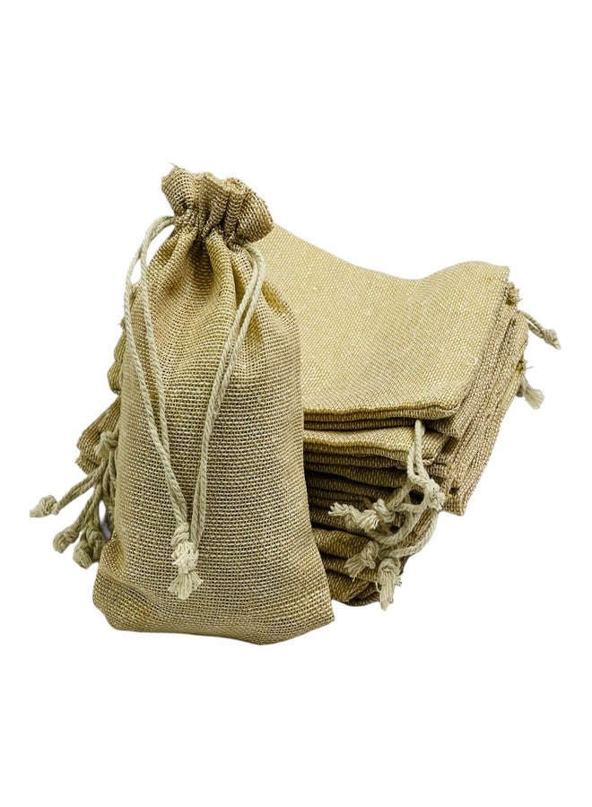 Moira 12pcs 4X6 inch Small Size Beige Jute Potli for Gifting, Jewellery Storage, Shagun, Coin Packing, Art & Craft - Image 1