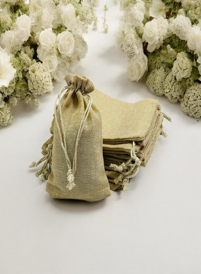 Moira 12pcs 4X6 inch Small Size Beige Jute Potli for Gifting, Jewellery Storage, Shagun, Coin Packing, Art & Craft - Image 2