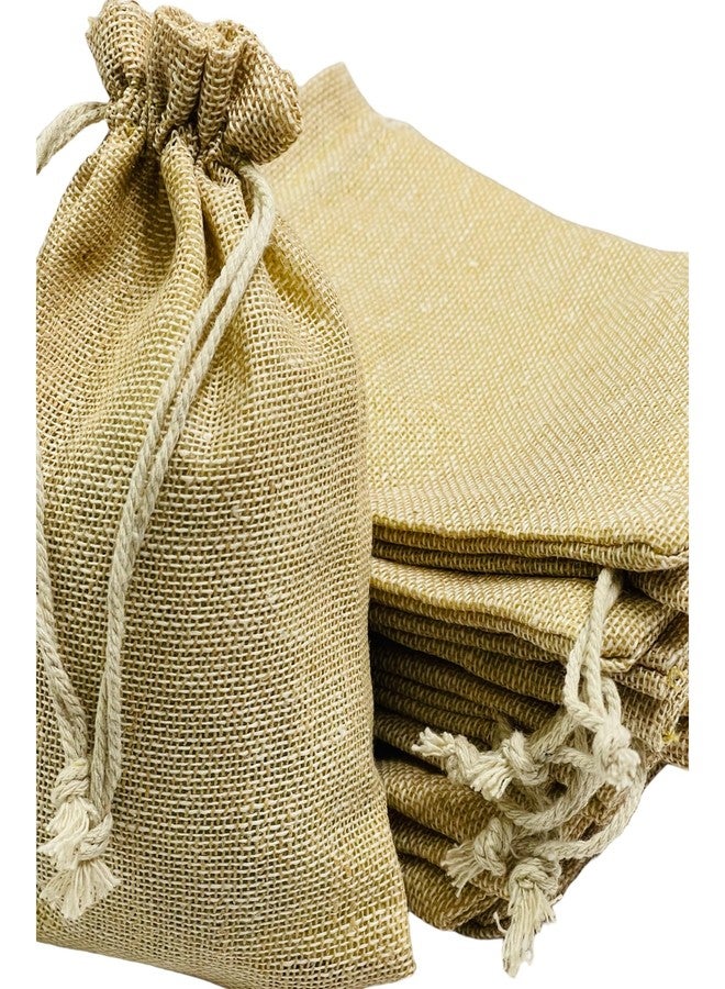 Moira 12pcs 4X6 inch Small Size Beige Jute Potli for Gifting, Jewellery Storage, Shagun, Coin Packing, Art & Craft - Image 3