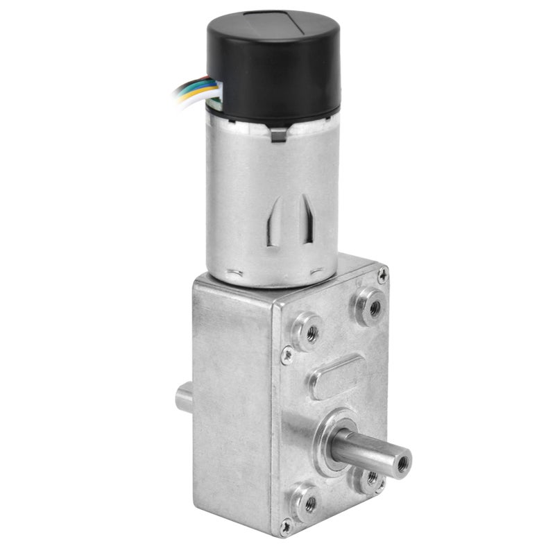 DC Worm Gear Motor 15mm Double Shaft Speed Reduction Drive Device with Encoder JGY‑370DC12V 23RPM - Image 1