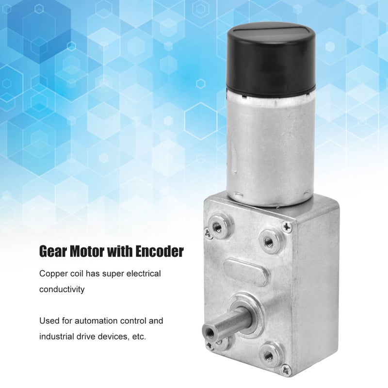 DC Worm Gear Motor 15mm Double Shaft Speed Reduction Drive Device with Encoder JGY‑370DC12V 23RPM - Image 2