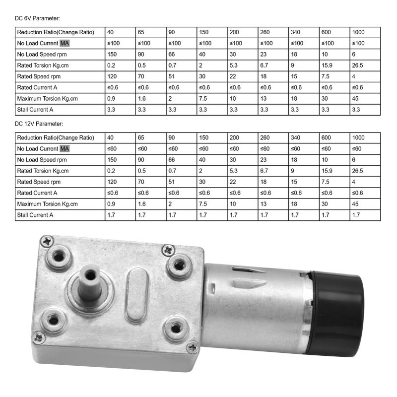 DC Worm Gear Motor 15mm Double Shaft Speed Reduction Drive Device with Encoder JGY‑370DC12V 23RPM - Image 3