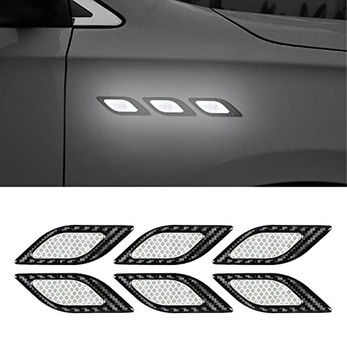SUNBREATH 6PCS Car Fender Hood Bumper Reflective Decal Safety Warning Stripe Vehicle Protection Body Stickers Decoration Universal BlackWhite - Image 1
