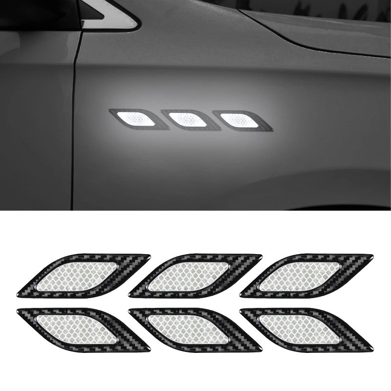 SUNBREATH 6PCS Car Fender Hood Bumper Reflective Decal Safety Warning Stripe Vehicle Protection Body Stickers Decoration Universal BlackWhite - Image 3