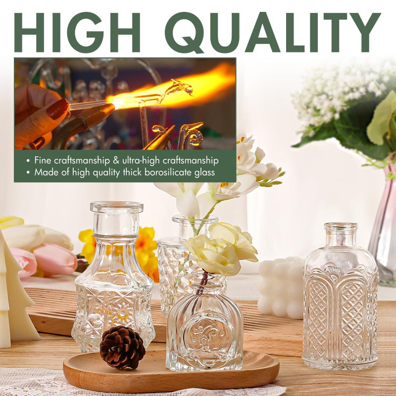 Arme 20 Pcs Bud Vase Set, Mini Vases for Flowers, Small Vintage Glass Vase for Centerpieces, Cute Clear Bud Vases for Home Flower Wedding Decorations - Image 5