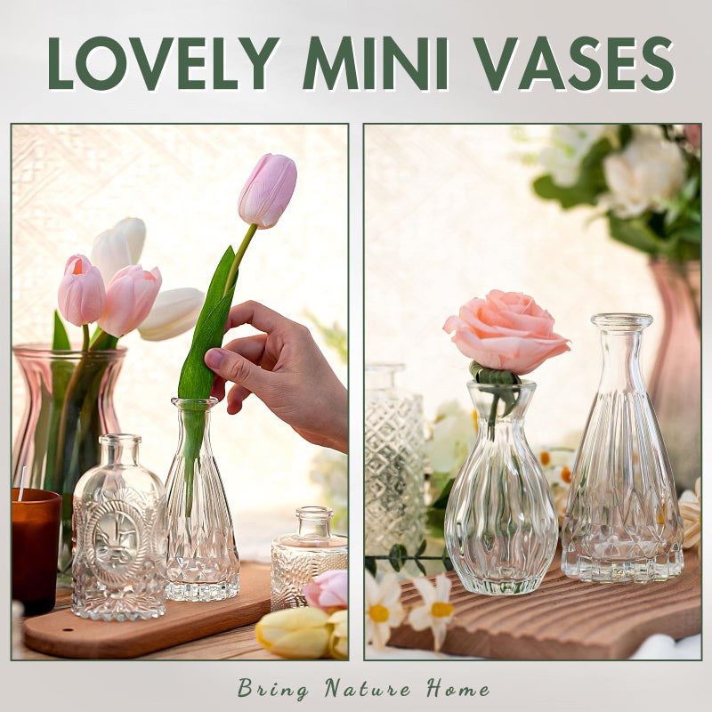 Arme 20 Pcs Bud Vase Set, Mini Vases for Flowers, Small Vintage Glass Vase for Centerpieces, Cute Clear Bud Vases for Home Flower Wedding Decorations - Image 4
