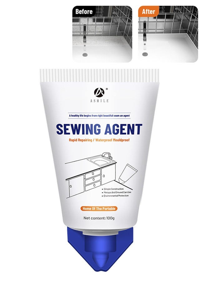 ASHILE Sewing Agent 100g, Rapid Repairing and Waterproof Mouldproof, Grout Sealer for Shower Tile, Floor Tile for Filling Cracks and Gaps in Tile Surfaces, Metope and Ground Can Use, Cement Crack Filler - Image 1