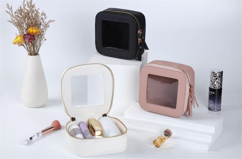 FASAOH Small Clear Makeup Bag Travel Cosmetic Case, Portable Make Up Organizer Traveling Compact Car Bag for Essentials Transparent Toiletry Bag with Zipper - Image 5