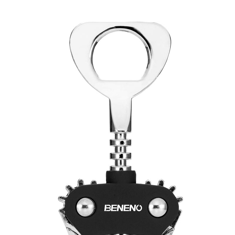 Beneno Wine Opener, Zinc Alloy Premium Wing Corkscrew with Multifunctional Bottles Opener, Sharp Wine Corkscrew with Ergonomic Non-Slip Wing Handle, Upgrade Black - Image 4