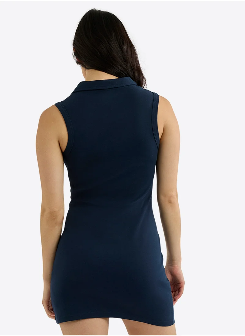 نوتيكا Women's Dark Navy V-Neck  Sleeveless Dress — Modern Design for Versatile Effortless Everyday Style