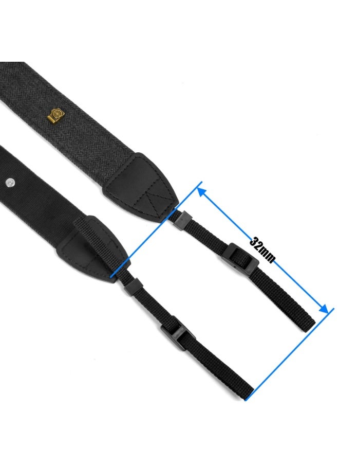 Chabeia Camera Strap Black Canvas Neck Shoulder Strap with Quick Release Buckles for DSLR SLR - Image 5