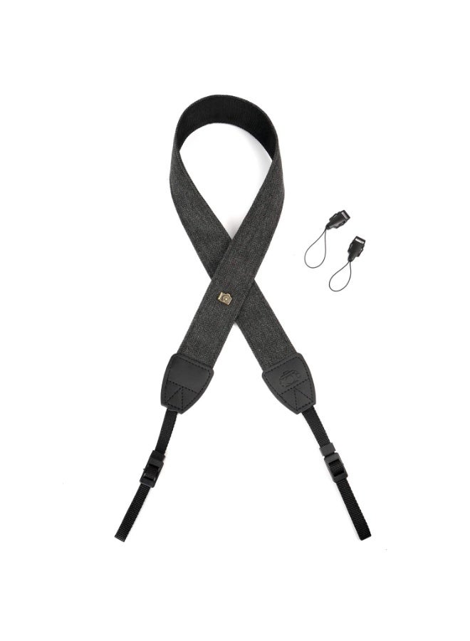 Chabeia Camera Strap Black Canvas Neck Shoulder Strap with Quick Release Buckles for DSLR SLR - Image 2