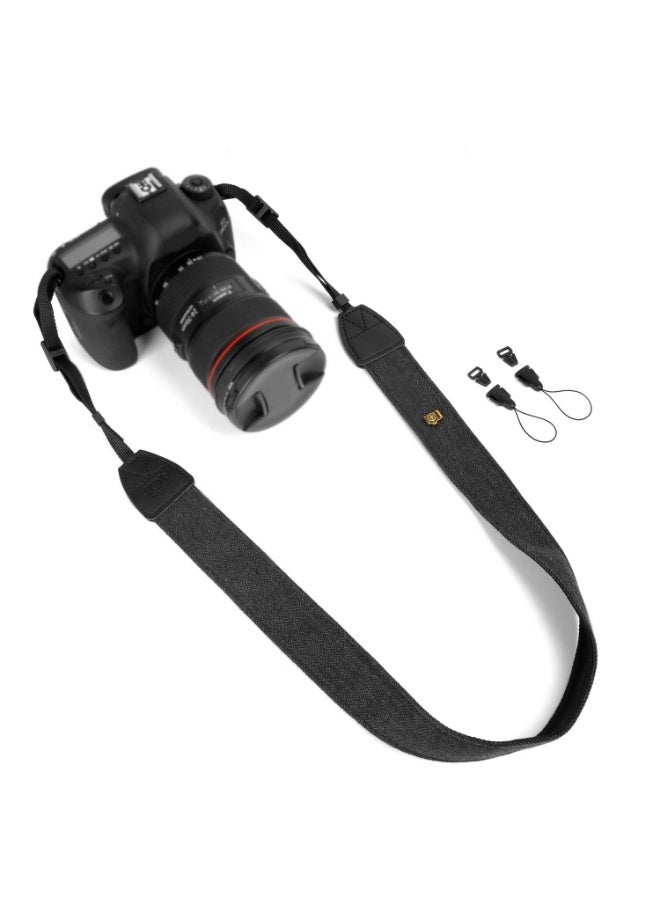 Chabeia Camera Strap Black Canvas Neck Shoulder Strap with Quick Release Buckles for DSLR SLR - Image 1