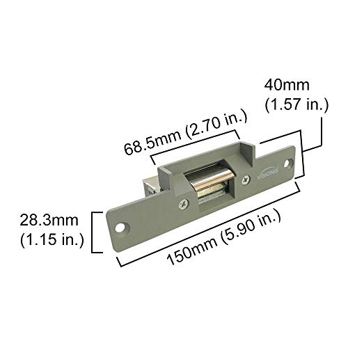 Visionis VIS-EL100-FSE 770lbs Stainless Steel Electric Door Strike Lock for Wood and Metal Doors 12V Fail Secure Normally Open - Image 2