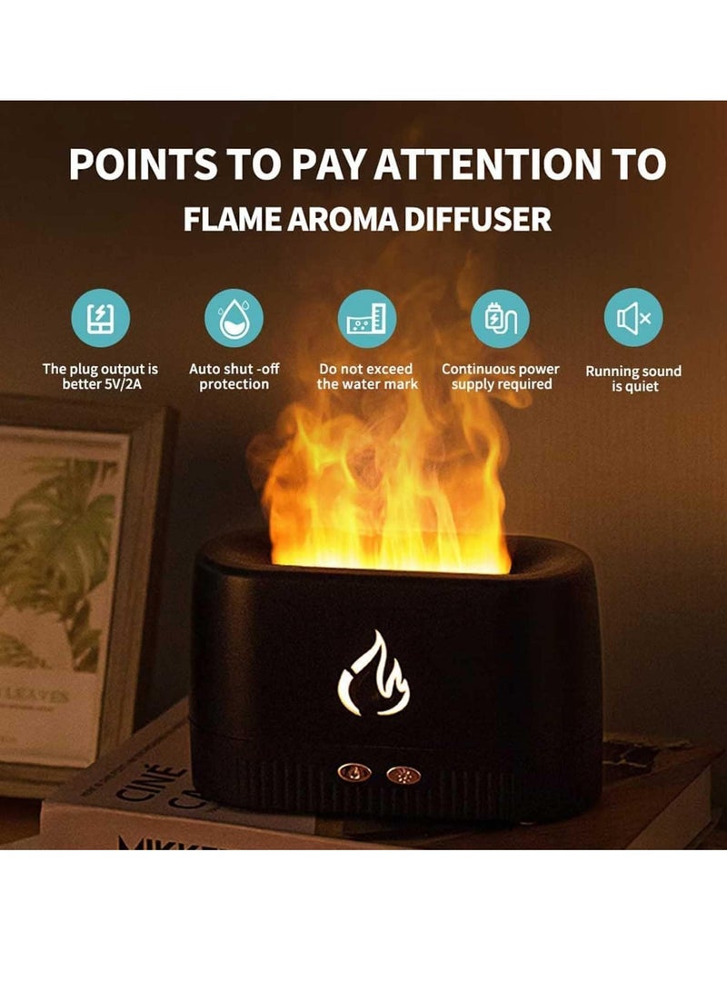 موزع هواء اللهب، مرطب، موزع رائحة محمول بدون ضوضاء مع أضواء متعددة الألوان، حماية إيقاف التشغيل التلقائي بدون ماء، موزع زيوت عطرية للمنزل أو المكتب أو غرفة النوم أو اليوجا (أسود) - Image 5
