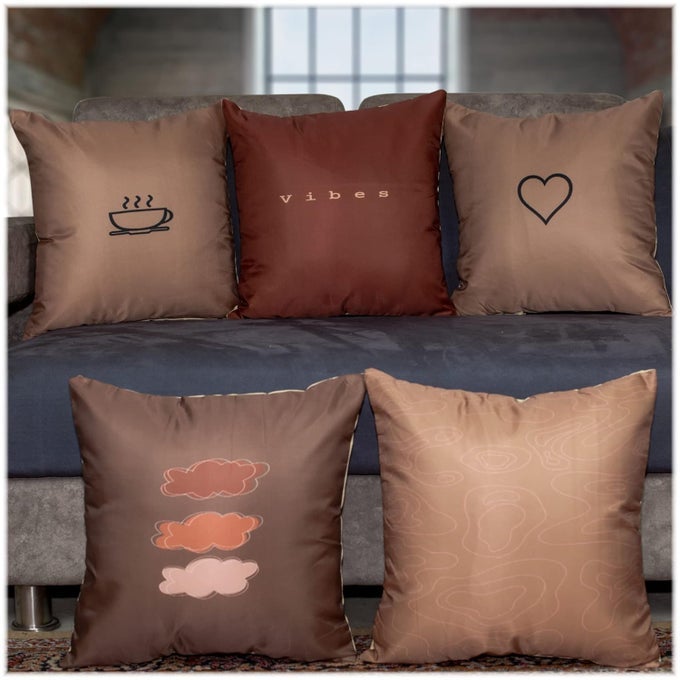 MOCHA MICROFIBER SATIN 250TC CUSHION PILLOW COVERS COFFEE BROWN SET OF 5MOCHA16X16