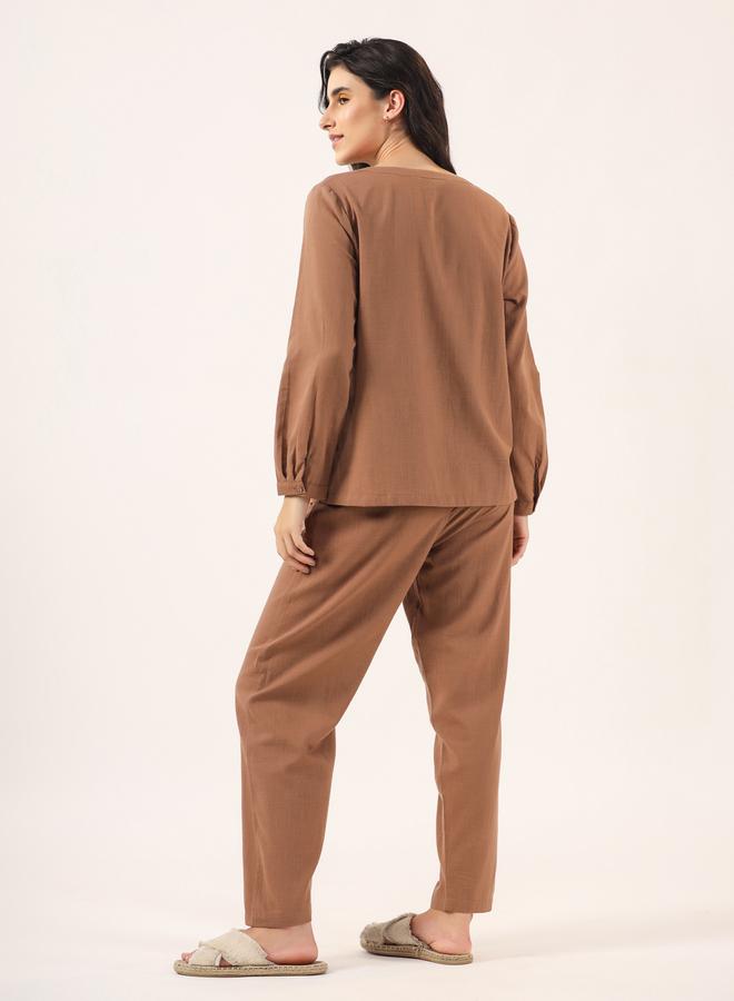 sanskrutihomes Sanskrutihomes Women Solid Pure Cotton Shirt and Pyjama Set  - Image 2