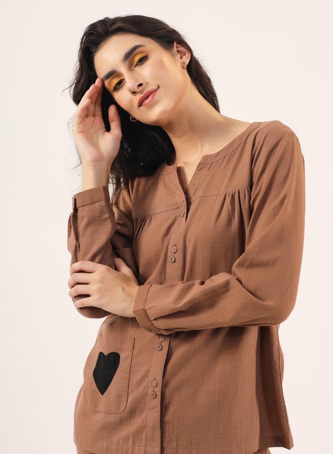 sanskrutihomes Sanskrutihomes Women Solid Pure Cotton Shirt and Pyjama Set  - Image 3