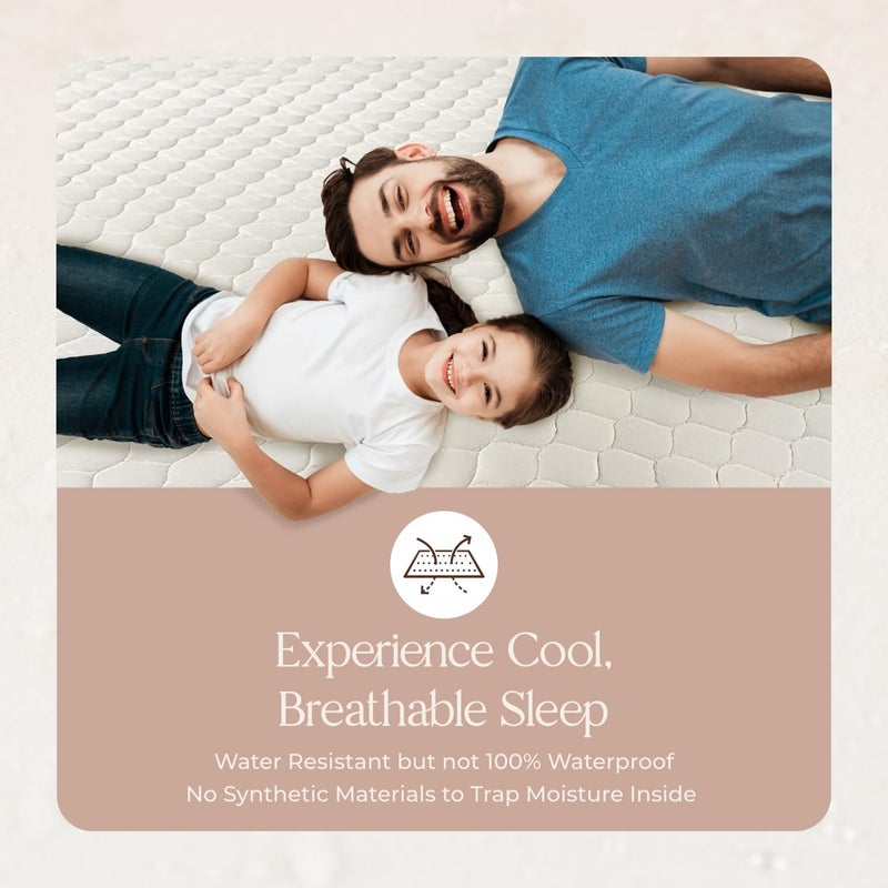 Whisper Organics 100% Cotton Organic Mattress Pad - Breathable & Cooling Mattress Protector King Size - Premium 300GSM Quilted and Noiseless Machine Washable Organic Mattress Protector (Ivory, King) - Image 4