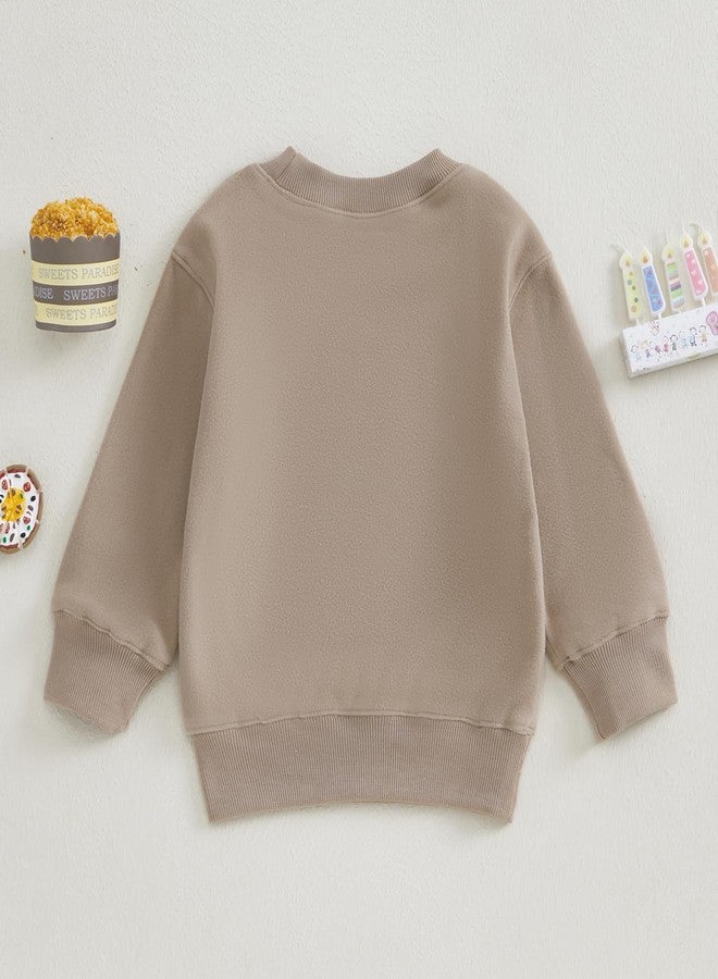 Thilsidee Toddler Baby Boy Girl One/Two Years Birthday Outfit Long Sleeve Embroidery Sweatshirt Shirt Crewneck Pullover Tops (US, Age, 12 Months, 18 Months, A-Khaki One) - Image 3