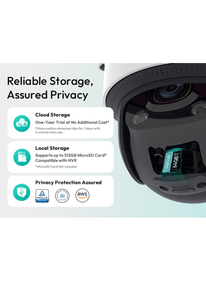 Botslab كاميرا الليل الذكية W317 ColorS AI – دقة 5MP 3K، دوران بزاوية 360°، التعرف على المشهد بالذكاء الاصطناعي، رؤية ليلية كاملة الألوان، تصميم مقاوم للعوامل الجوية IP66 - Image 5