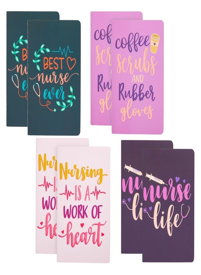 Juvale Nurse Notebook Set - 8-Pack A5 (5 x 8 In), 80 Lined Pages, Assorted Pink, Purple & Green - Medical Student Notebook Pack for Work - Image 1