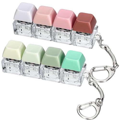 DEARIDAP 2 PCS Keyboard Fidget 4in1 Keyboard Button Clicker Keychain Push Bubble Sensory Fidget Keychains for Kids Adults to Relief Pass Time Pink Yellow White Green - Image 1