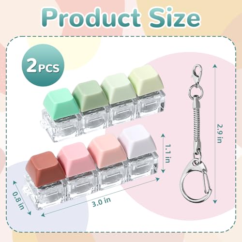 DEARIDAP 2 PCS Keyboard Fidget 4in1 Keyboard Button Clicker Keychain Push Bubble Sensory Fidget Keychains for Kids Adults to Relief Pass Time Pink Yellow White Green - Image 5