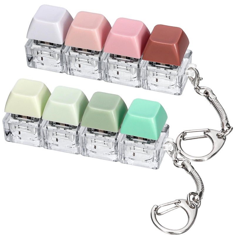 DEARIDAP 2 PCS Keyboard Fidget 4in1 Keyboard Button Clicker Keychain Push Bubble Sensory Fidget Keychains for Kids Adults to Relief Pass Time Pink Yellow White Green - Image 3