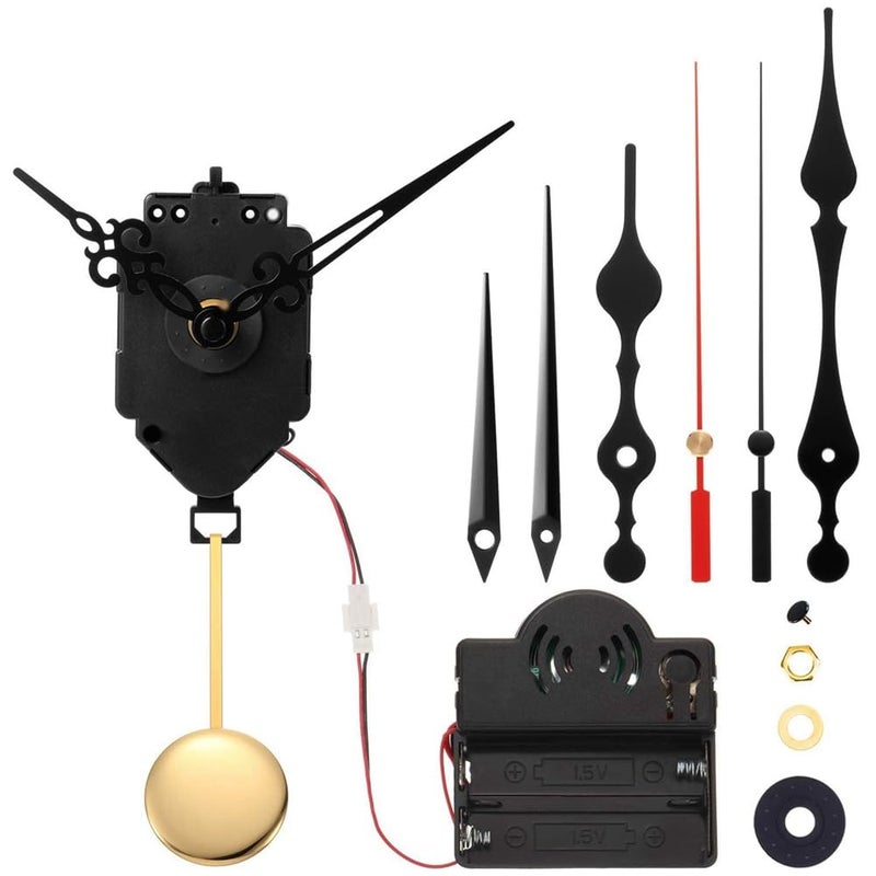 Crystal pendulum trigger clock movement with ringtone melody mechanical components clock kit three pairs of hands black - Image 1
