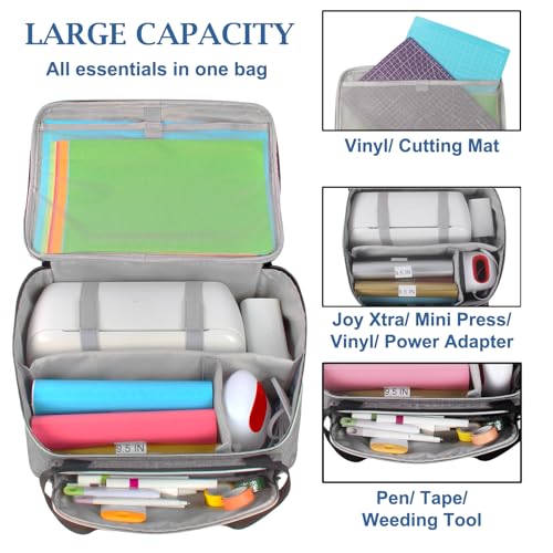 LOPASA Carrying Case for Cricut Joy Xtra, Tote Bag for Extra Machine Storage, Dust Cover, and Travel Carry, Xtra Accessories Bundles Organization and Protection, Store Various Supplies(Grey) - Image 2