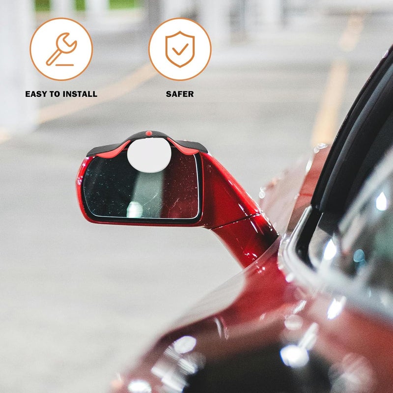 ULTECHNOVO Car Rearview Mirror Rain Visor with 6cm Oval Blind Spot Auxiliary Mirror Carbon Fiber Pattern for Vehicles Universal Exterior Accessory for Improved Driving Safety - Image 5