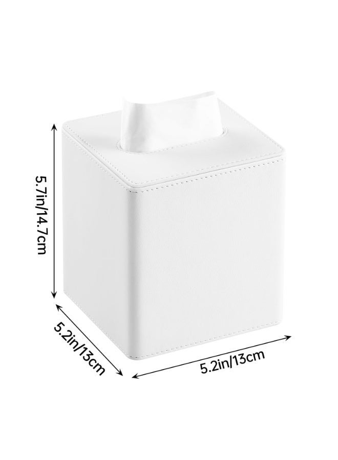jaexest PU Leather Tissue Box Cover – Square Tissue Box Holder with Magnetic Closure – Decorative Tissue Dispenser for Home, Office, Bathroom – White - Image 5