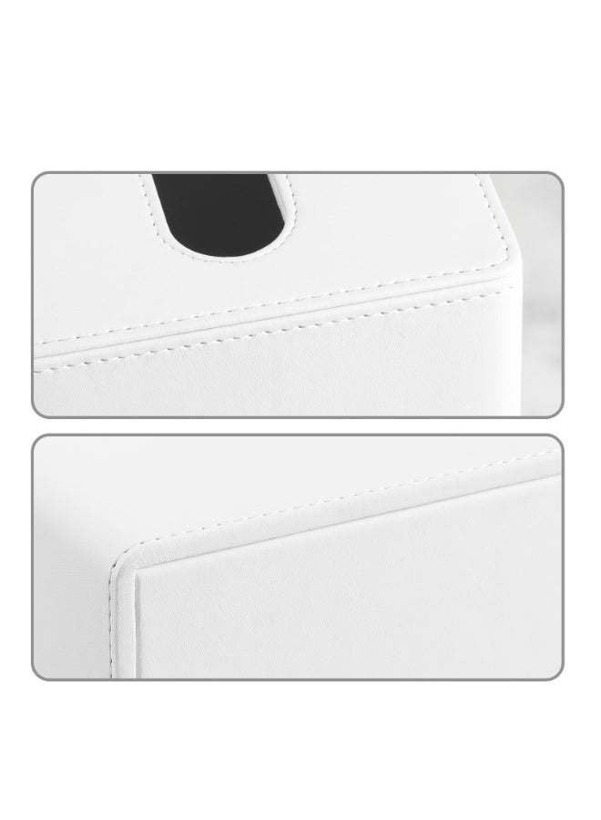jaexest PU Leather Tissue Box Cover – Square Tissue Box Holder with Magnetic Closure – Decorative Tissue Dispenser for Home, Office, Bathroom – White - Image 4