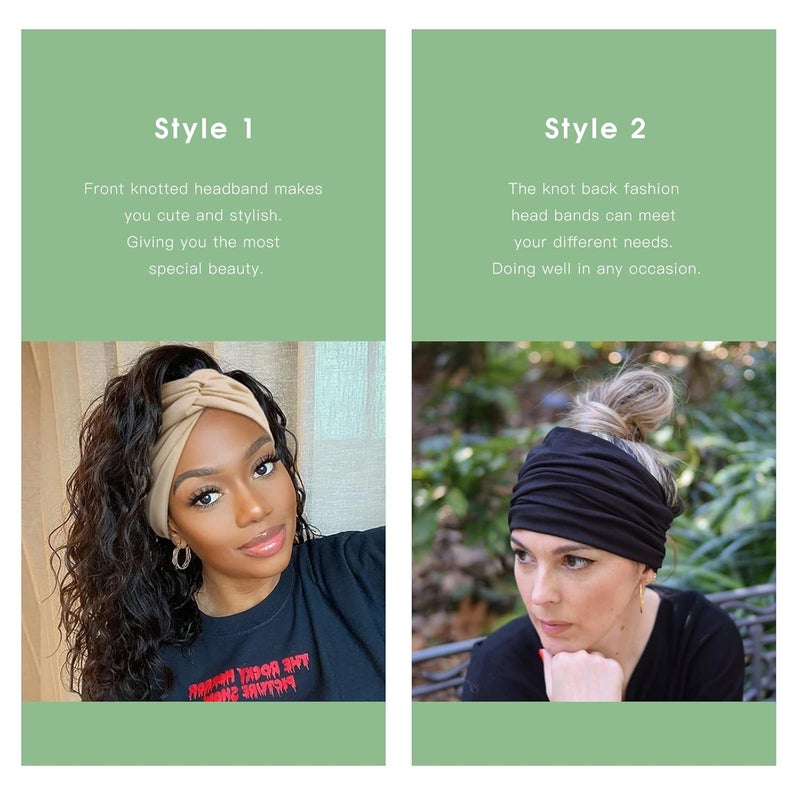 Tobeffect Wide Headbands for Women, 7'' Extra Large Turban Headband Boho Hairband Hair Twisted Knot Accessories, 6 Pack - Image 4