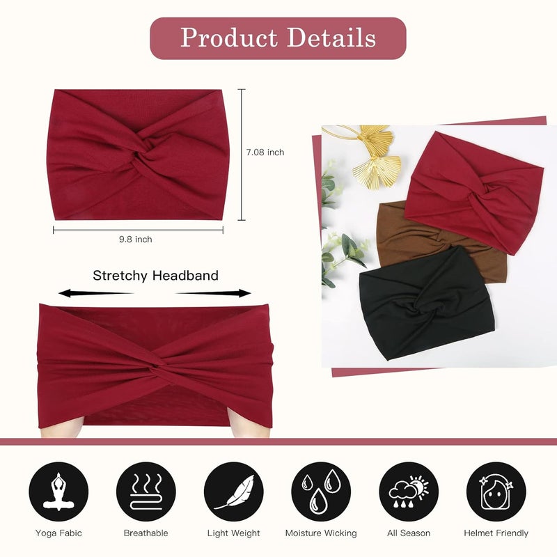 Tobeffect Wide Headbands for Women, 7'' Extra Large Turban Headband Boho Hairband Hair Twisted Knot Accessories, 6 Pack - Image 2