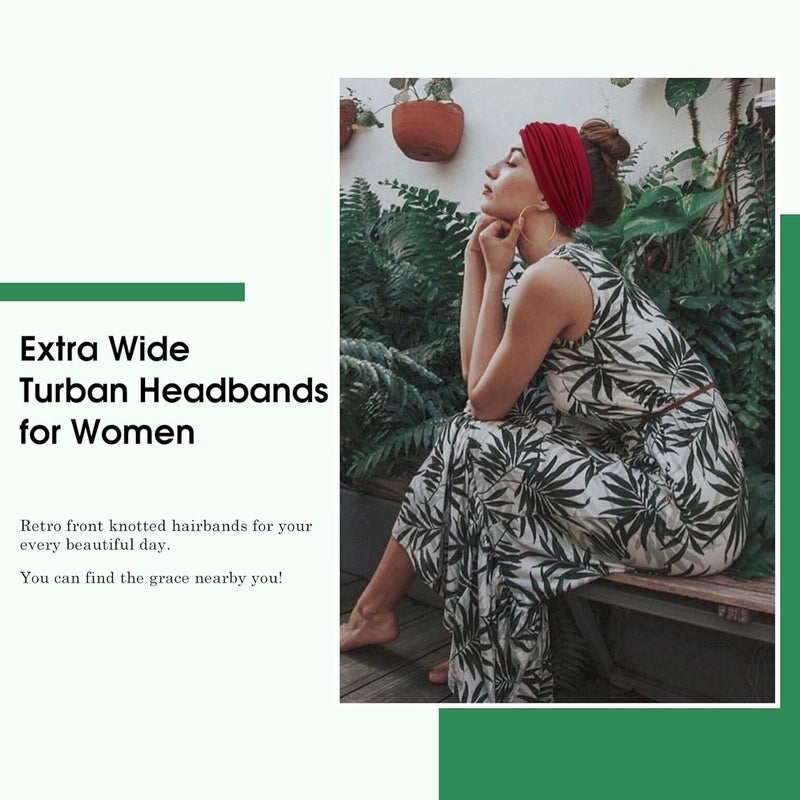 Tobeffect Wide Headbands for Women, 7'' Extra Large Turban Headband Boho Hairband Hair Twisted Knot Accessories, 6 Pack - Image 3