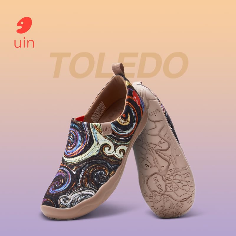 UIN Women's Starry Night Painted Canvas Slip-On Shoes Fashion Ladies Travel Shoes Black (7) - Image 2