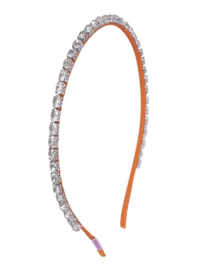 Choko Handmade Bead work Hairband Orange and Off white -CHK052A - Image 1