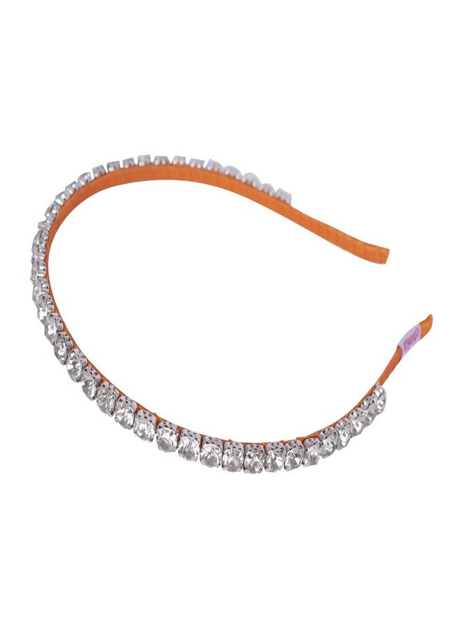 Choko Handmade Bead work Hairband Orange and Off white -CHK052A - Image 4