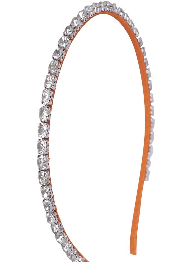 Choko Handmade Bead work Hairband Orange and Off white -CHK052A - Image 3